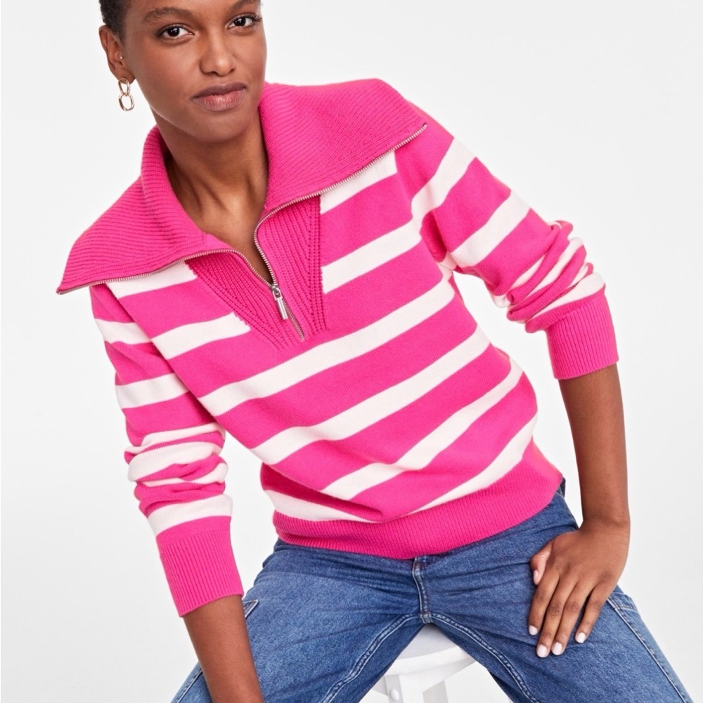 ON 34th Women’s Quarter zip sweater in Fuchsia Combo